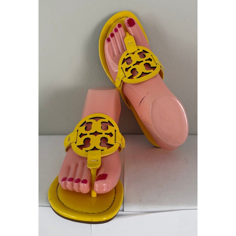 Tory Burch Miller Yellow Textured Leather Sandals Sz 6M